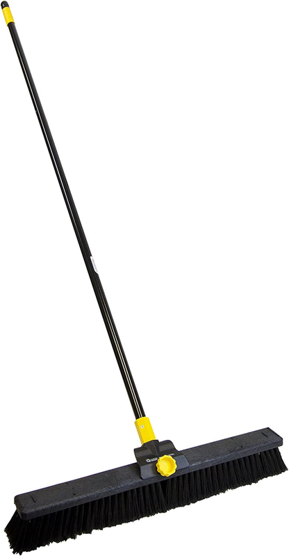 Bulldozer 24-Inch Soft Sweep Push Broom, 1-Pack, Black - with Scraper