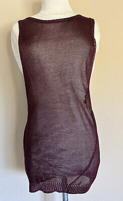 Leith Nordstrom Burgundy Red Sheer Knit Top Tank Women's Size Small