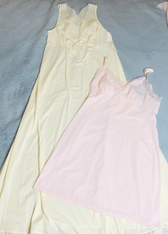 Vintage Lingerie Lot of 2, Yellow, Pink, Size Medium 