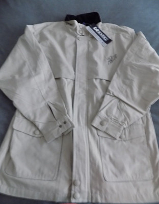 7-UP Jacket Soft Shell Beige Mens L Flannel Lined Promo Item VTG HTF NOS w/ Tags