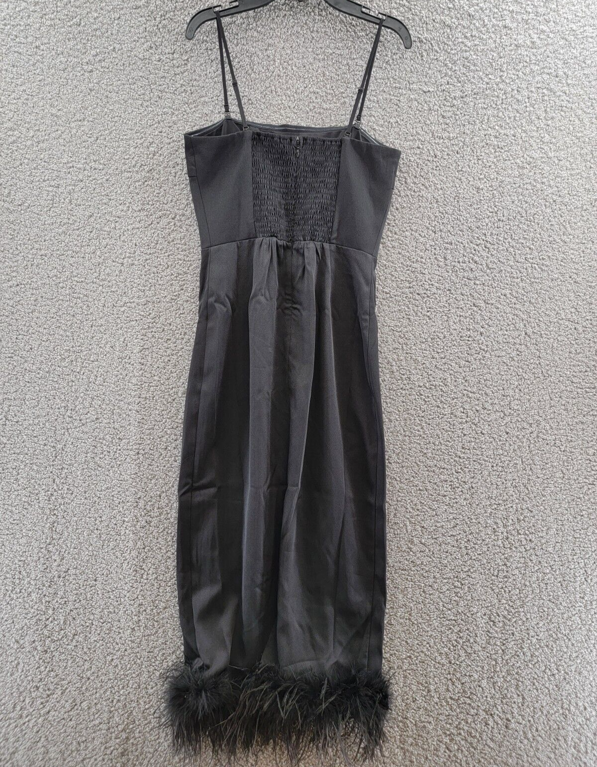 Lucy Paris Mareena Feather Column Midi Dress Women's S Black Removable Straps - Picture 10 of 12