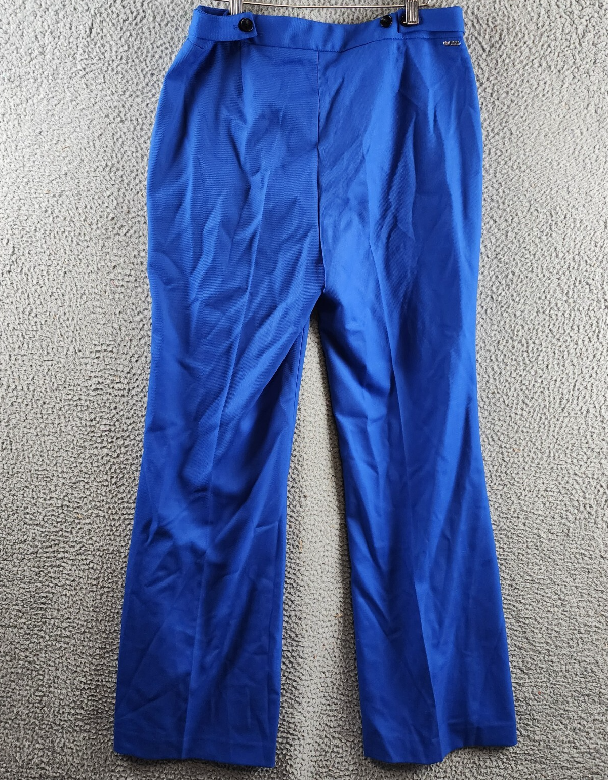 BOSS Talia Wool Blend Flare Leg Pants Women's 8 Bright Blue Solid Side Pockets - Picture 12 of 15