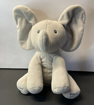 Baby Gund Animated Flappy The Elephant Grey Plush Peek A Boo Singing Toy 11.5"