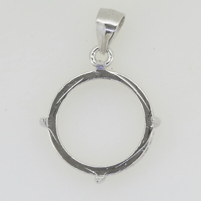 Solid Sterling Silver Semi Mount Pendant Setting Cab Round 8 9 10 11 12 14 18 20