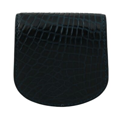 Pre-owned Dolce & Gabbana Coin Condom Case Holder Pocket Wallet Blue Exotic Skins Rrp $700