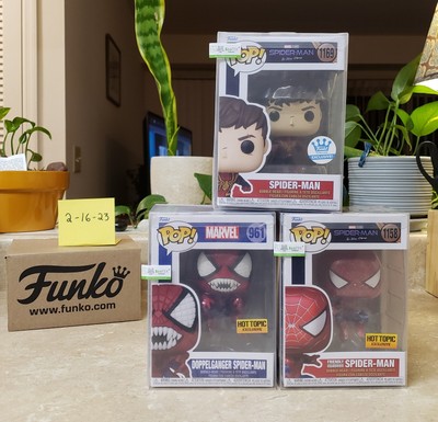   Funko Pop SPIDER-MAN 3-PACK #961 DOPPELGANGER #1158 METALLIC #1169 UNMASKED 