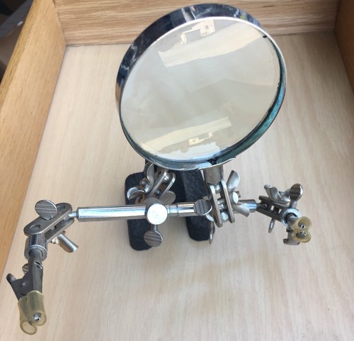 Magnifying Glass Magnifier Loupe Jeweler Two Clamps On Stand Desktop, Pre-Owned