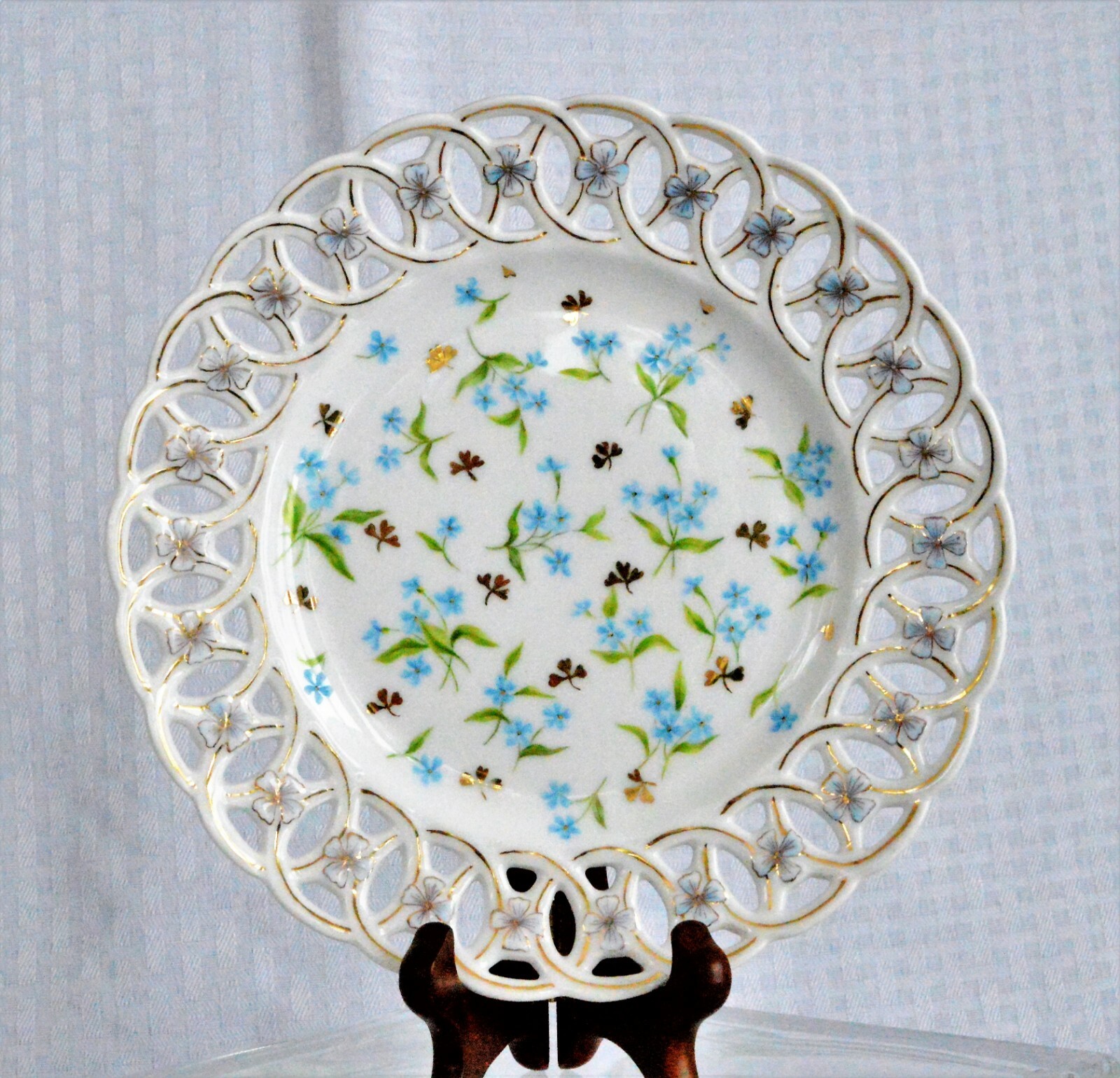 Antique C.T. Altwasser 1887 Dated Artist Signed Reticulated Porcelain Plates