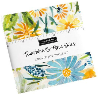 Sunshine & Blue Skies Moda Charm Pack 42 100% Cotton 5'' Precut Fabric Squares