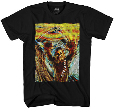 Star Wars Chewbacca Scared Men's Black T-Shirt New