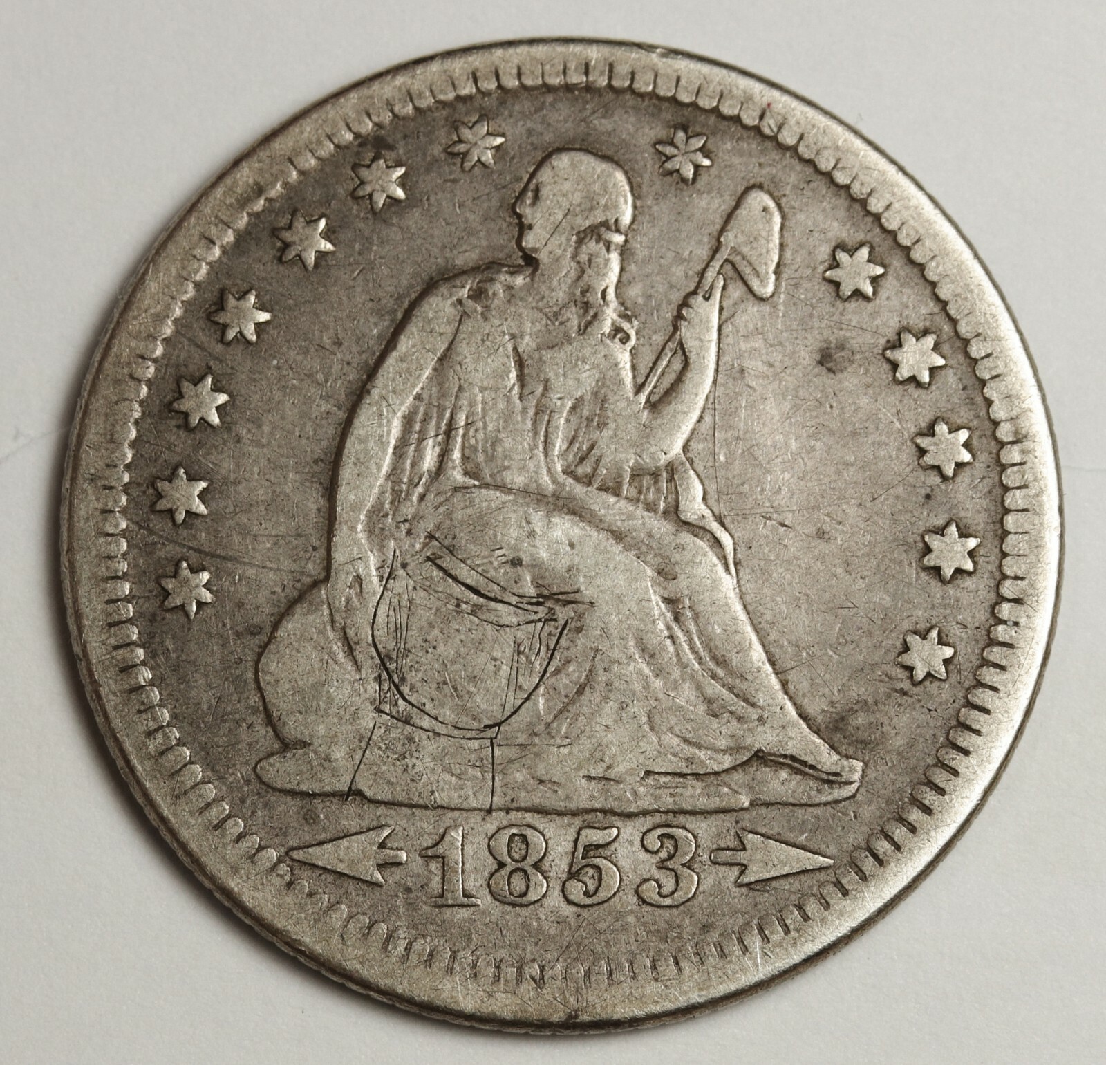 1853 シーテッド リバティ クォーター 1853 Liberty Seated Quarter. 