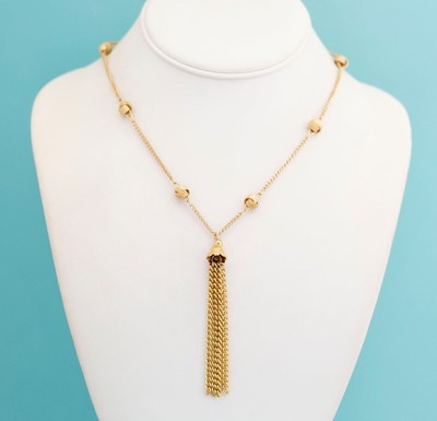 Vintage Golden Tassel Necklace by Avon - 16 1/2 inch - L23