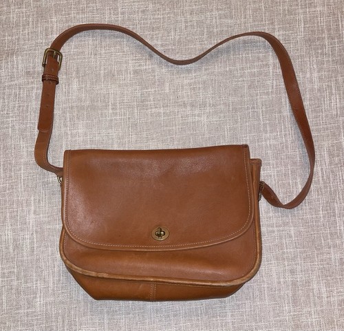 Coach Vintage Leather Purse - Turnlock Clasp, Tan Brown Orange