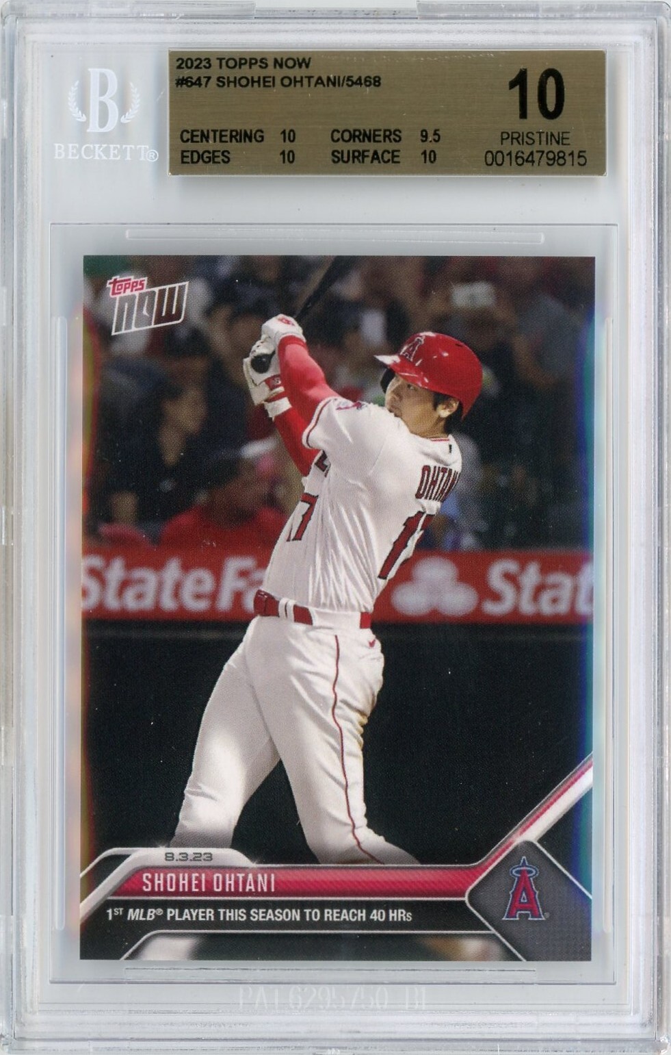 2023 TOPPS NOW MLB #647 SHOHEI OHTANI - BGS PRISTINE 10