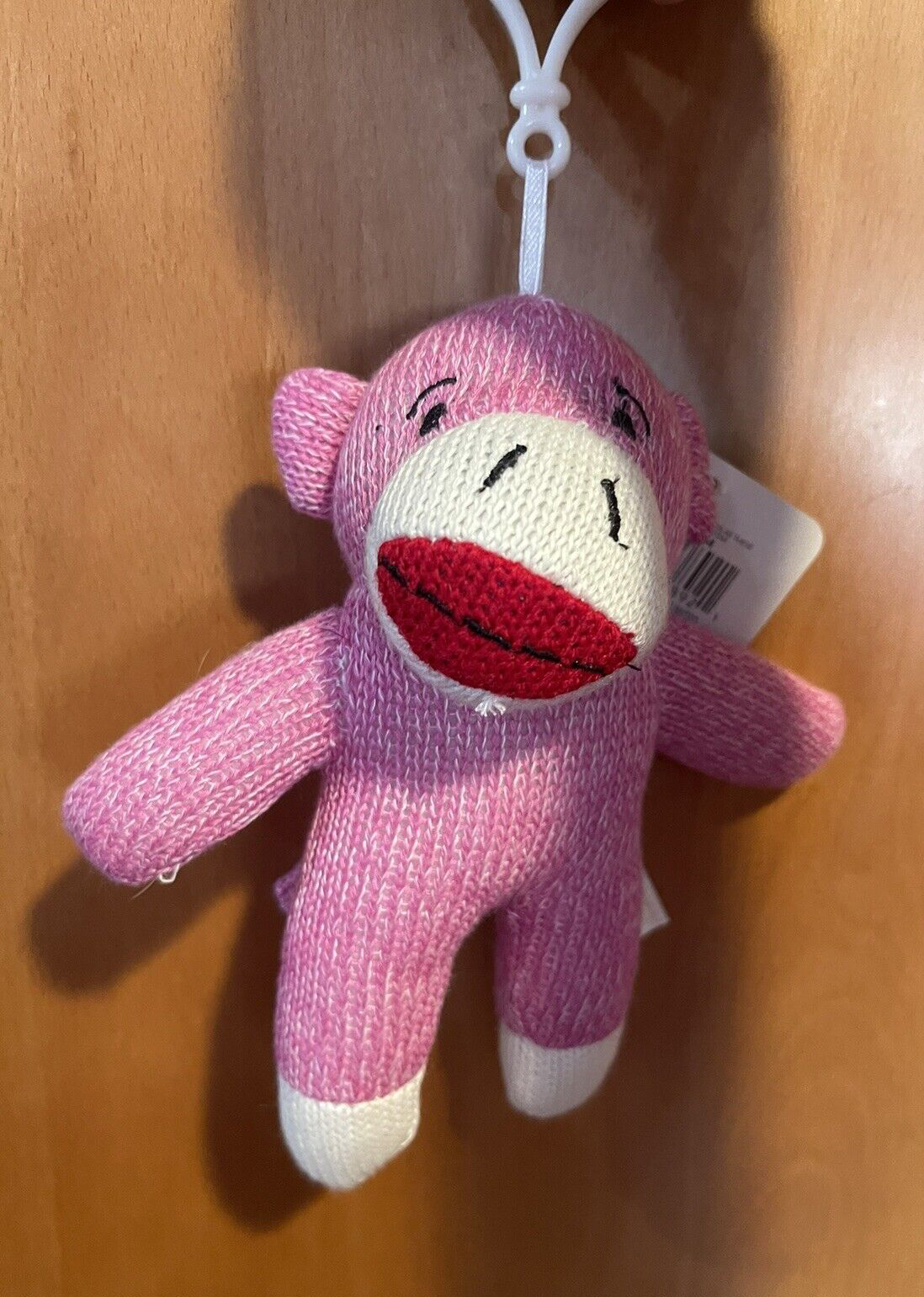 Dan Dee Sock Monkey Pink with Back Clip ~ 6.5" tall NWT