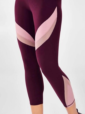 Fabletics Women s Burgundy With Pink Sports Leggings Size Medium