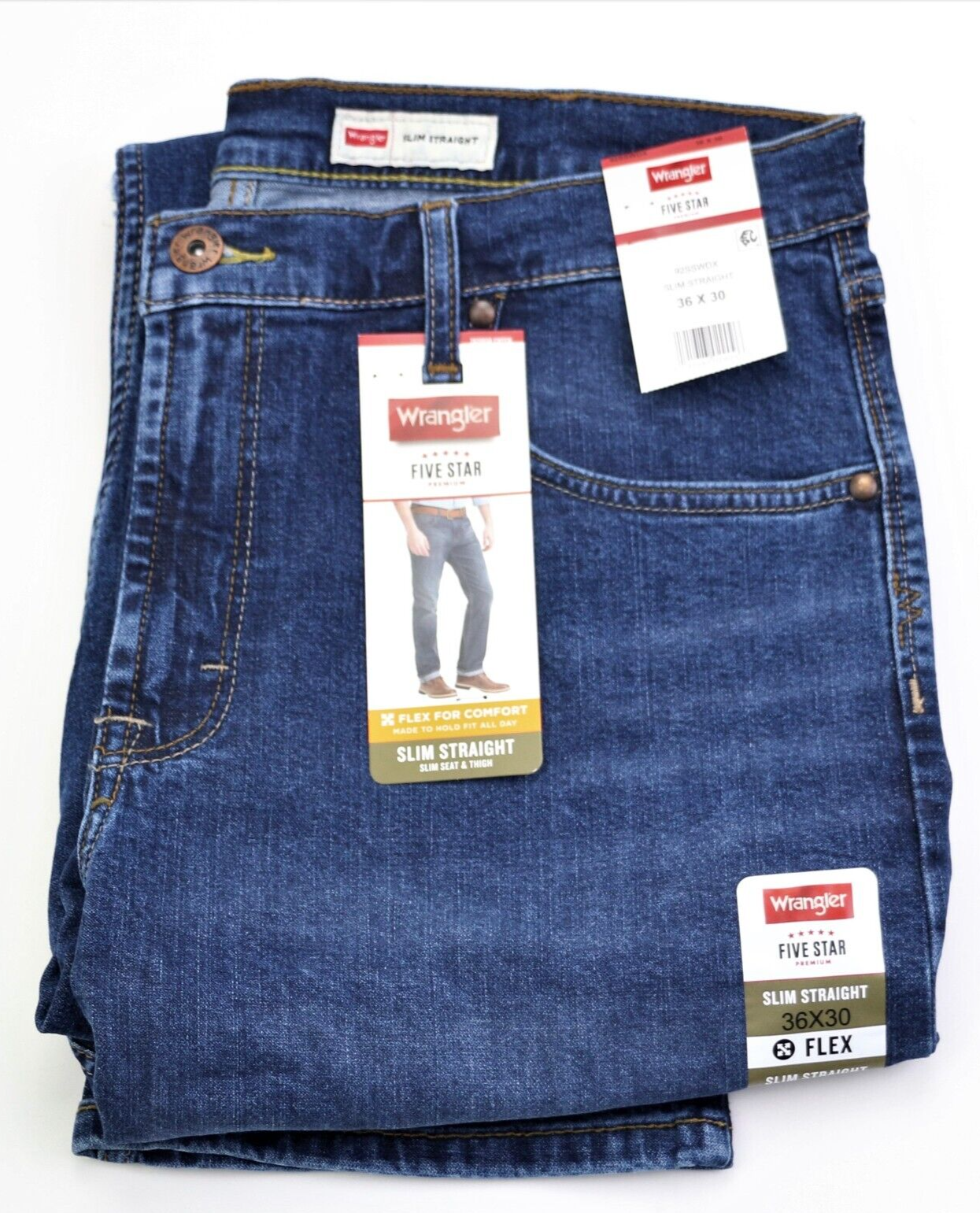

Мужские прямые джинсы Wrangler Five Star Premium, размер W36 L30, синие, новые, Синий, Wrangler Five Star Slim Straight