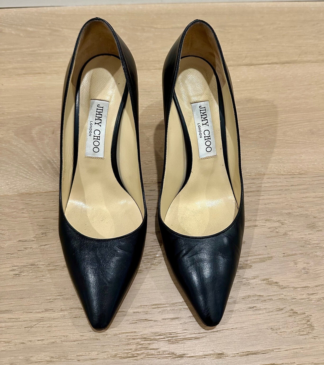 JIMMY CHOO ROMY85KIDBLACK 関税送料込 Jimmy Choo Romy 85 Pumps Black Kid Leather Size 38.5 Pointed