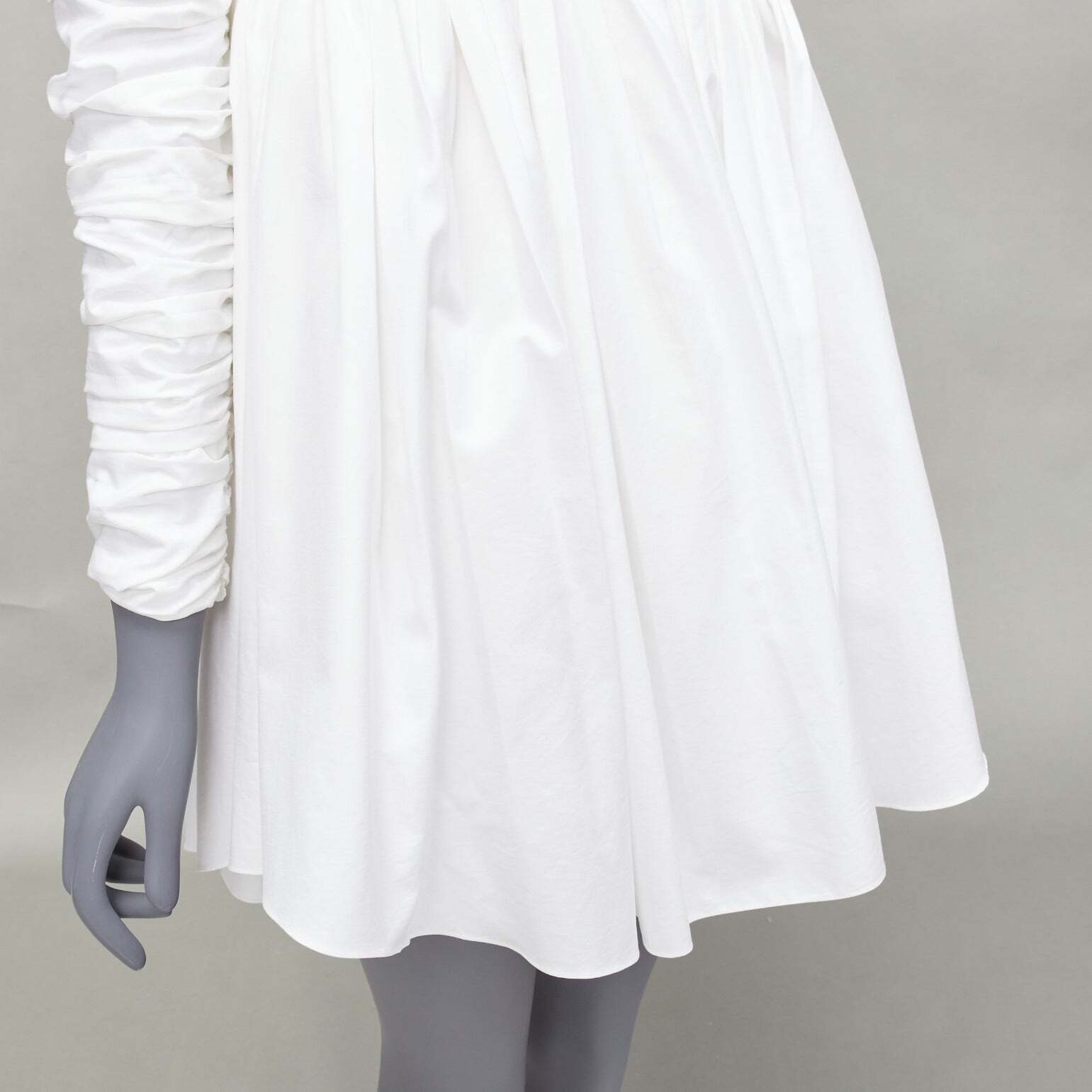 KHAITE Sueanne white ruched sleeve sweetheart empire