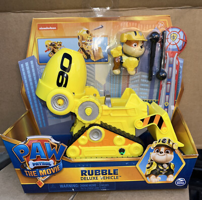 PAW Patrol: The Movie Rubble's Deluxe Transforming Vehicle Toy Car Action Figure