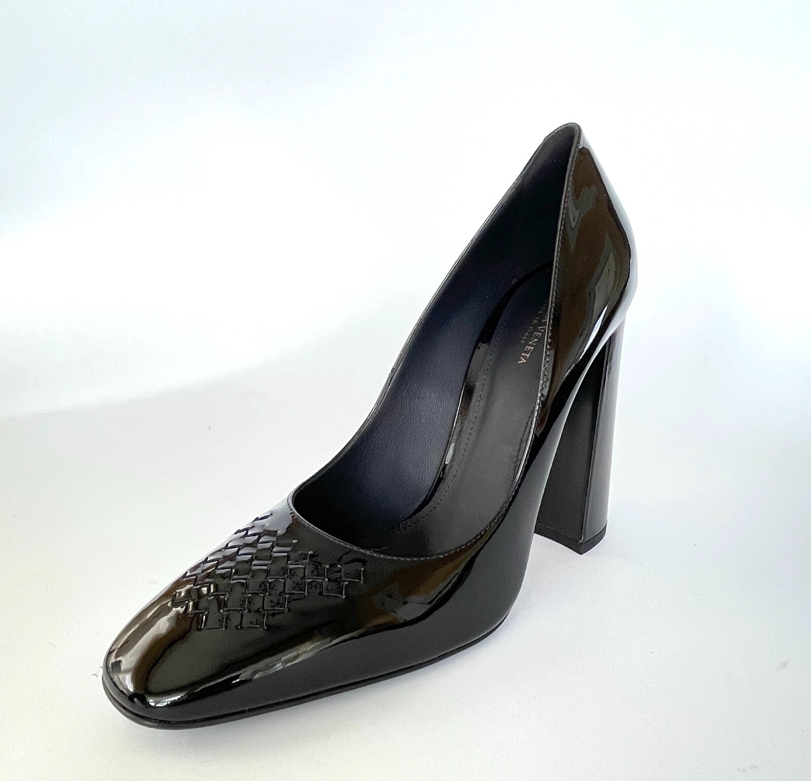 Pre-owned Bottega Veneta 469166 Patent Leather Cherbourg High Heel Pumps, Black (us 9)