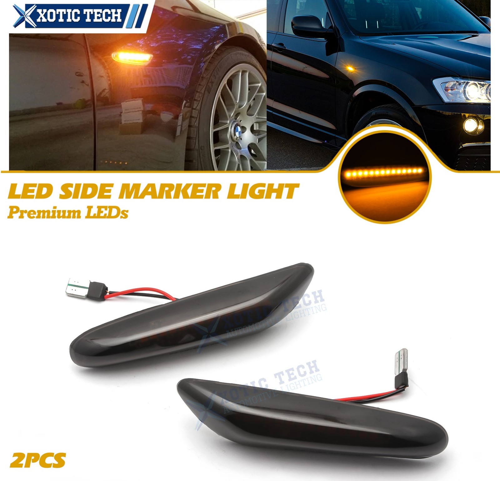 Smoked LED Fender Side Marker Light Sequential Turn Signal Lamp for BMW E82 E90