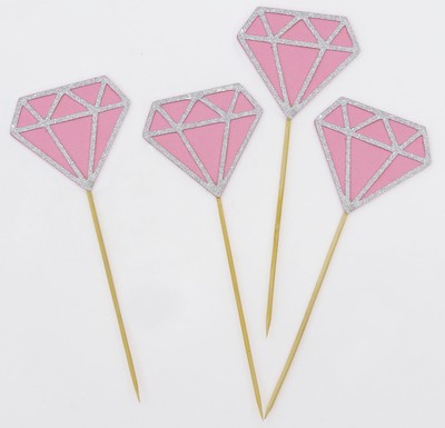 Darling Souvenir| Gender Reveal Diamond Glitter Cupcake Toppers|-U0L