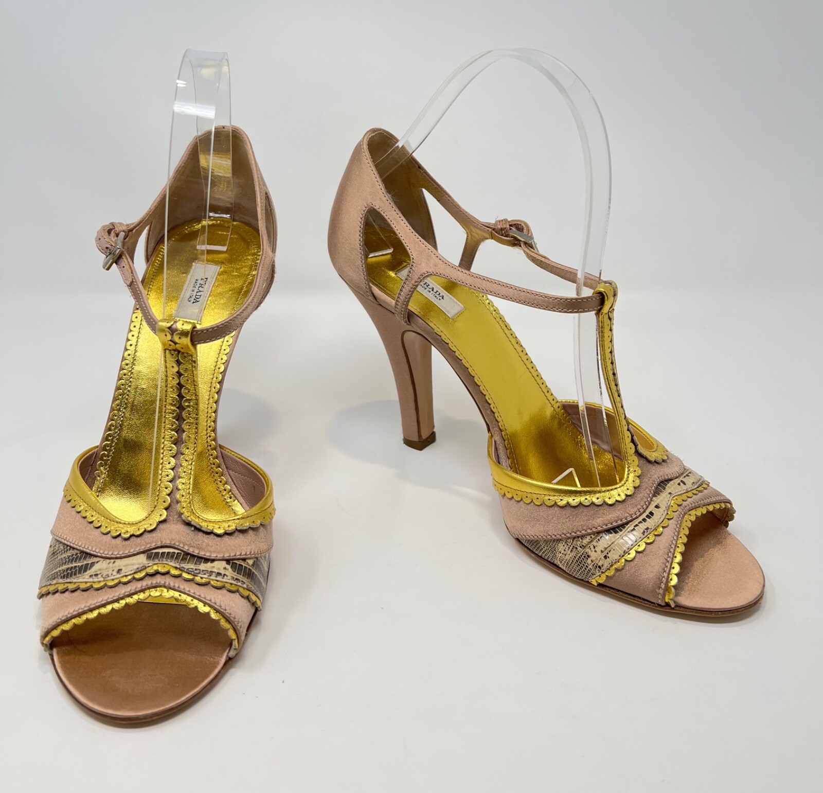 【ばに】PRADA Leather Strap Heels Prada Patent Leather High-Heeled Sandals | Saks Fifth Avenue