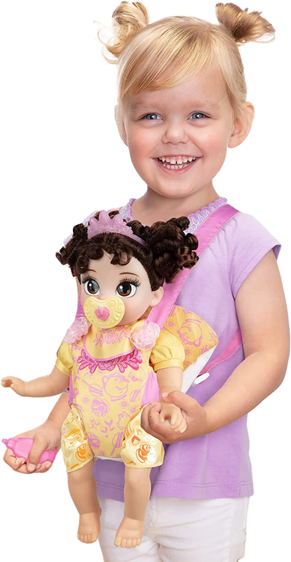 Disney Princess Deluxe Baby Carrier Belle Doll with Tiara and Outfit Playset Toy