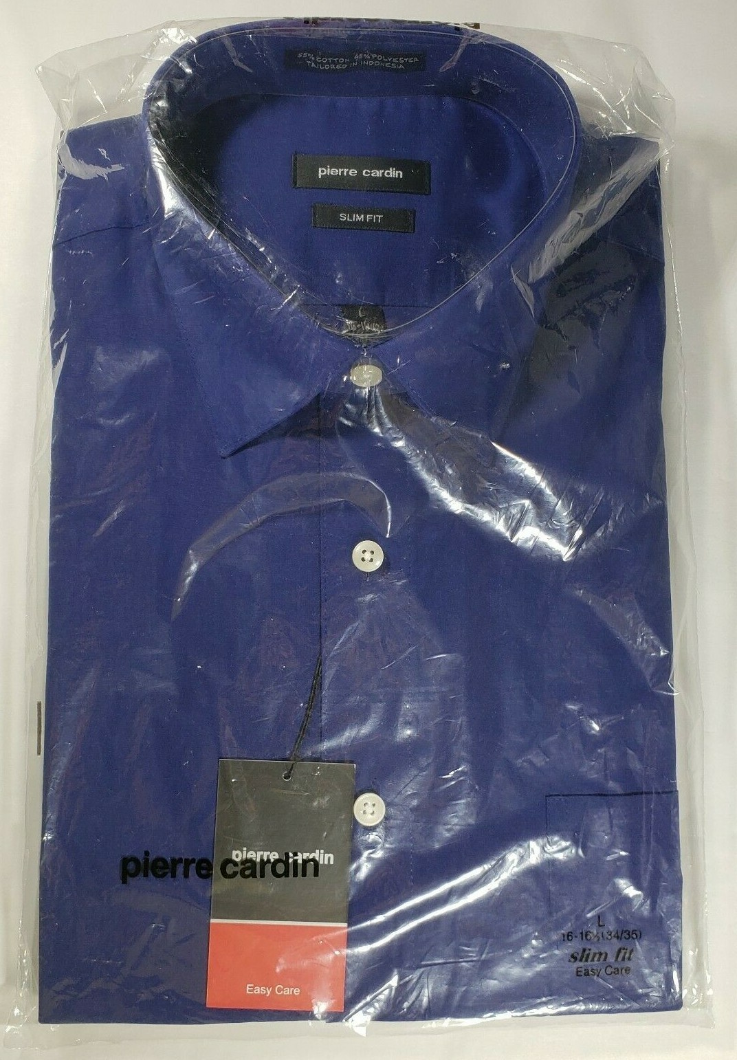 New Pierre Cardin Dress Shirt Mens Size 16 16 5 34 35 Blue Slim Fit Easy Care Ebay