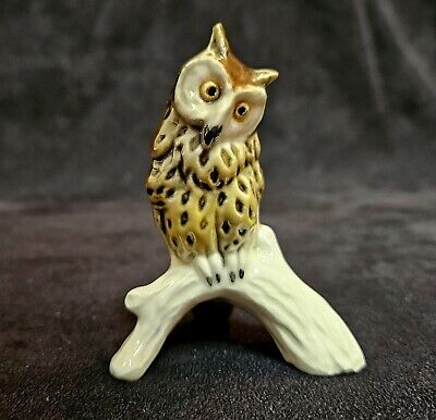 Goebel BROWN YELLOW OWL Figure 315 W Germany Figurine On Branch