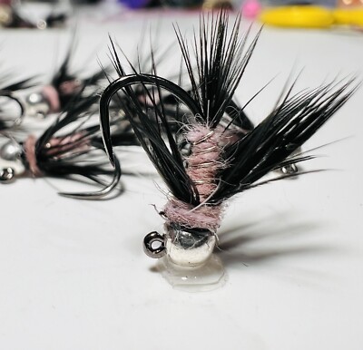 (6) Light Pink  Soft Hackle Euro Nymph Trout Fly Size 14