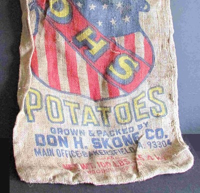 100 LB California POTATOES DHS Vintage Gunny Sack D Skone Bakersfield CA FREE SH
