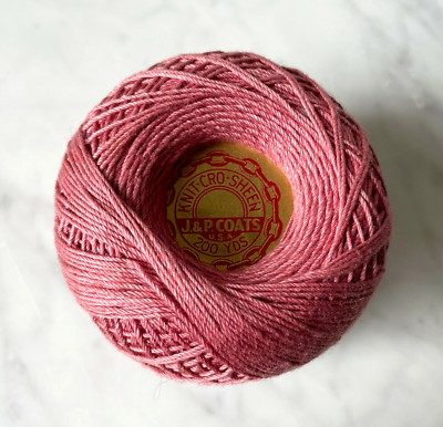 Vintage J & P Coats Knit-Cro-Sheen Cotton Crochet Thread - Color Rose 200 Yards