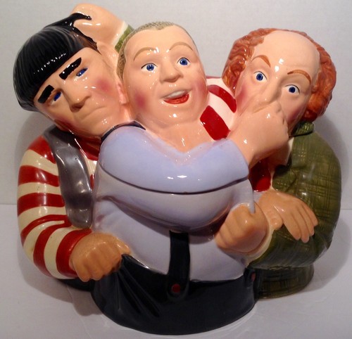 The Three Stooges 1997 Clay Art Moe Larry Curly Cookie Jar #J460