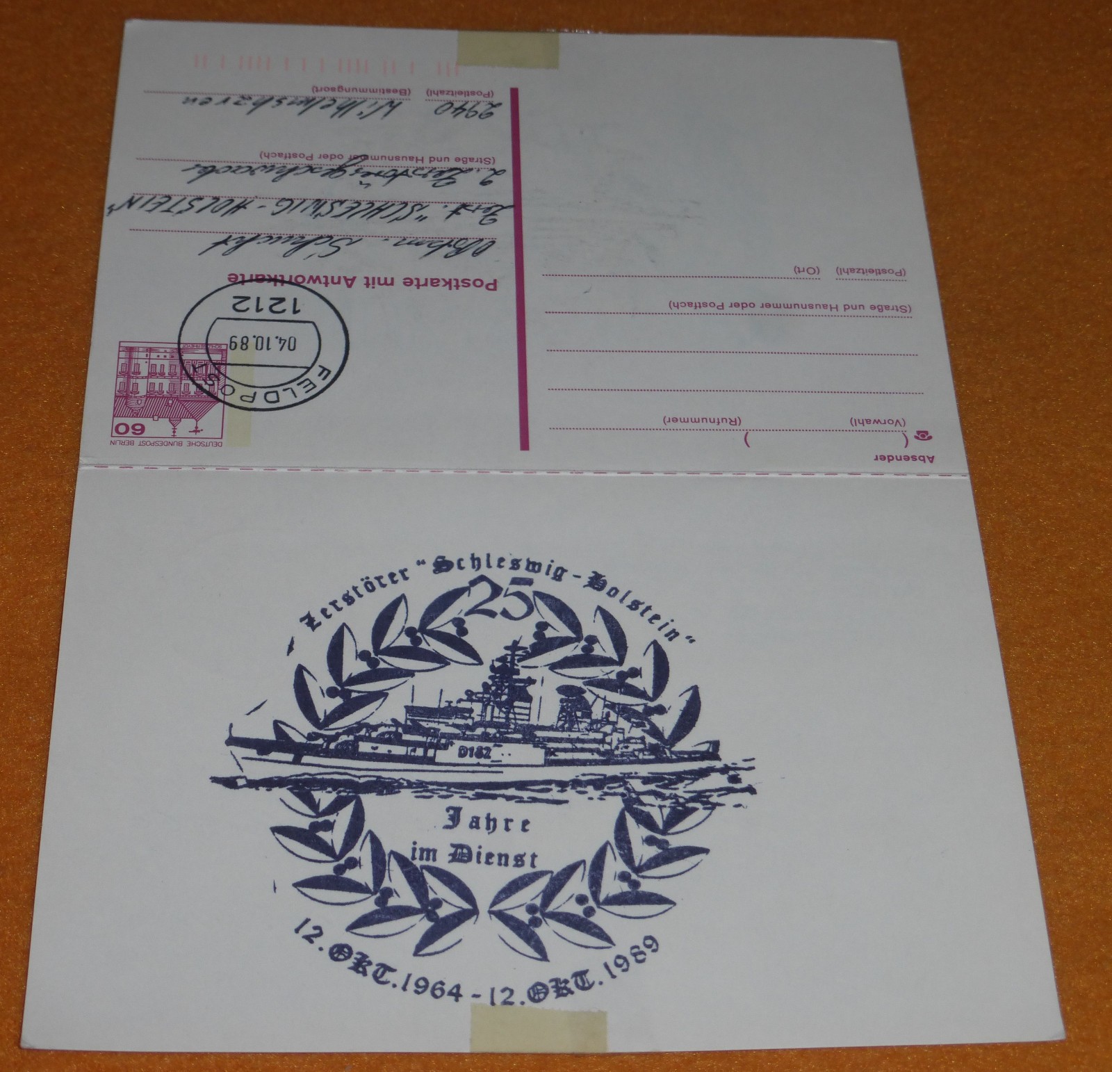 Zerstrer Schleswig-Holstein Marineschiffspost MSP 14 Bundeswehr Feldpost 1989