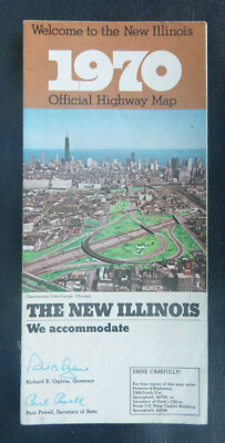 1970  Illinois  official highway state road  map Expressway Exchange Chicago