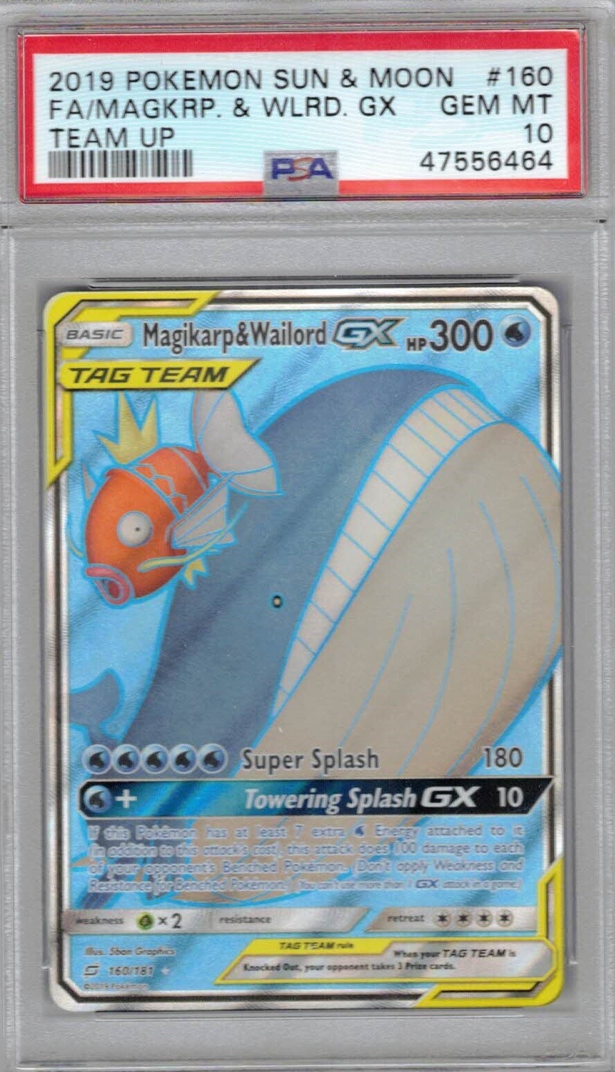 Pokemon Card : PSA 10 Gem Mint Magikarp & Wailord GX 160/181 Pokemon Card : PSA 10 Gem Mint Magikarp & Wailord GX 160/181