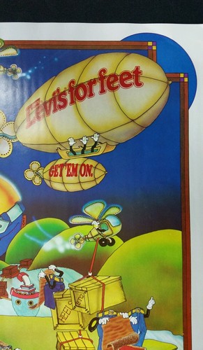 RARE Levi's for feet Advertising Poster Thorwegen artwork print 1975 boots POS