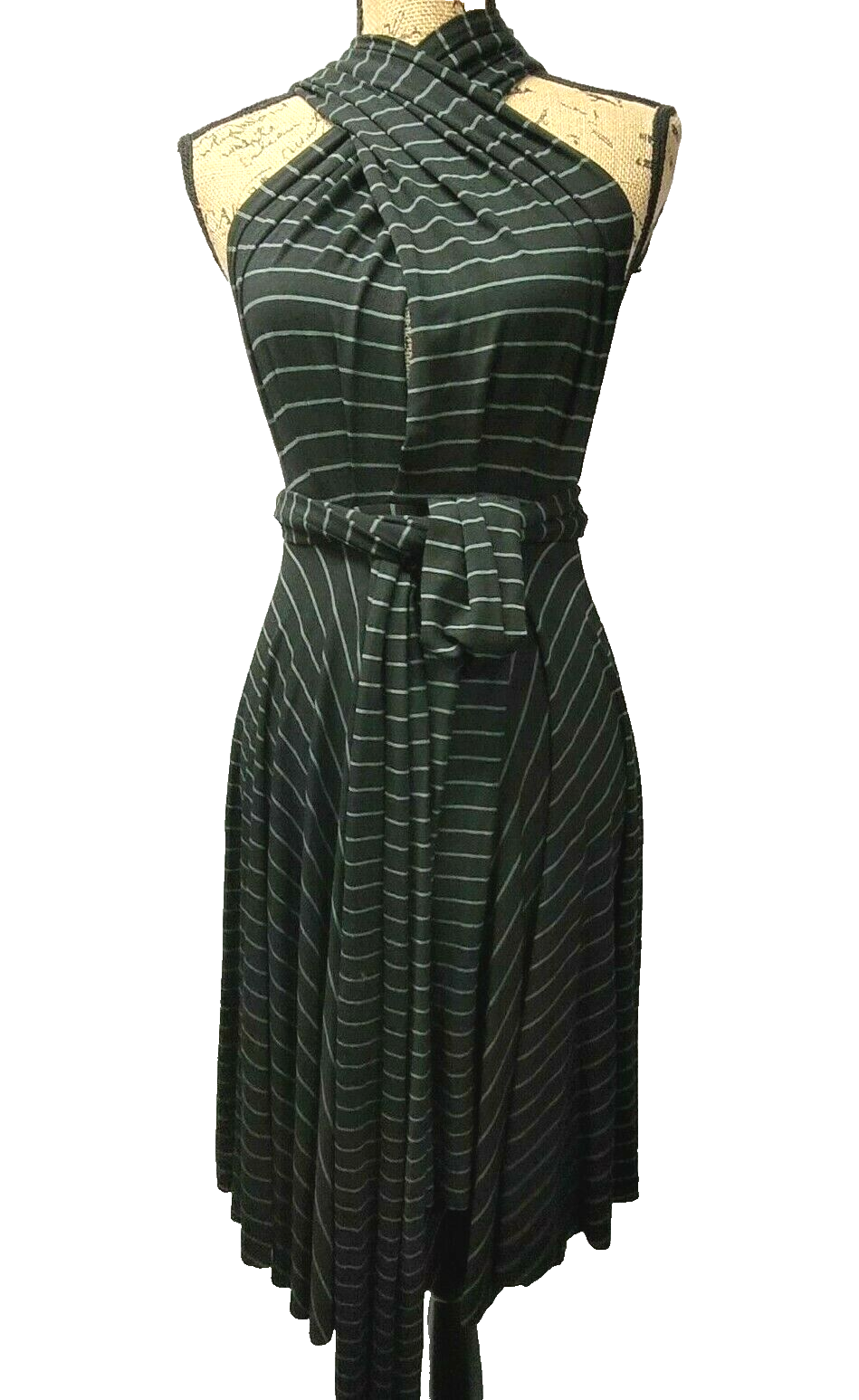 NEW w TAG Butter By Nadia Striped Signature Wrap Dress Black
