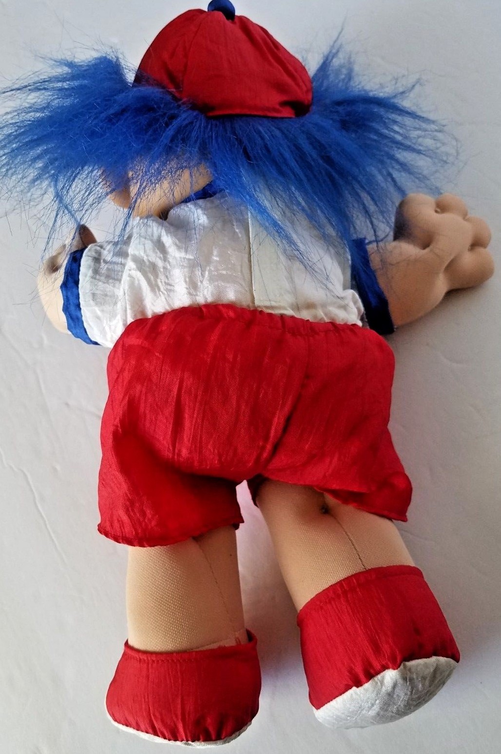 Phillies Troll Doll Large Good Luck Sports Blue Hair Cloth Body RUSS Vintage