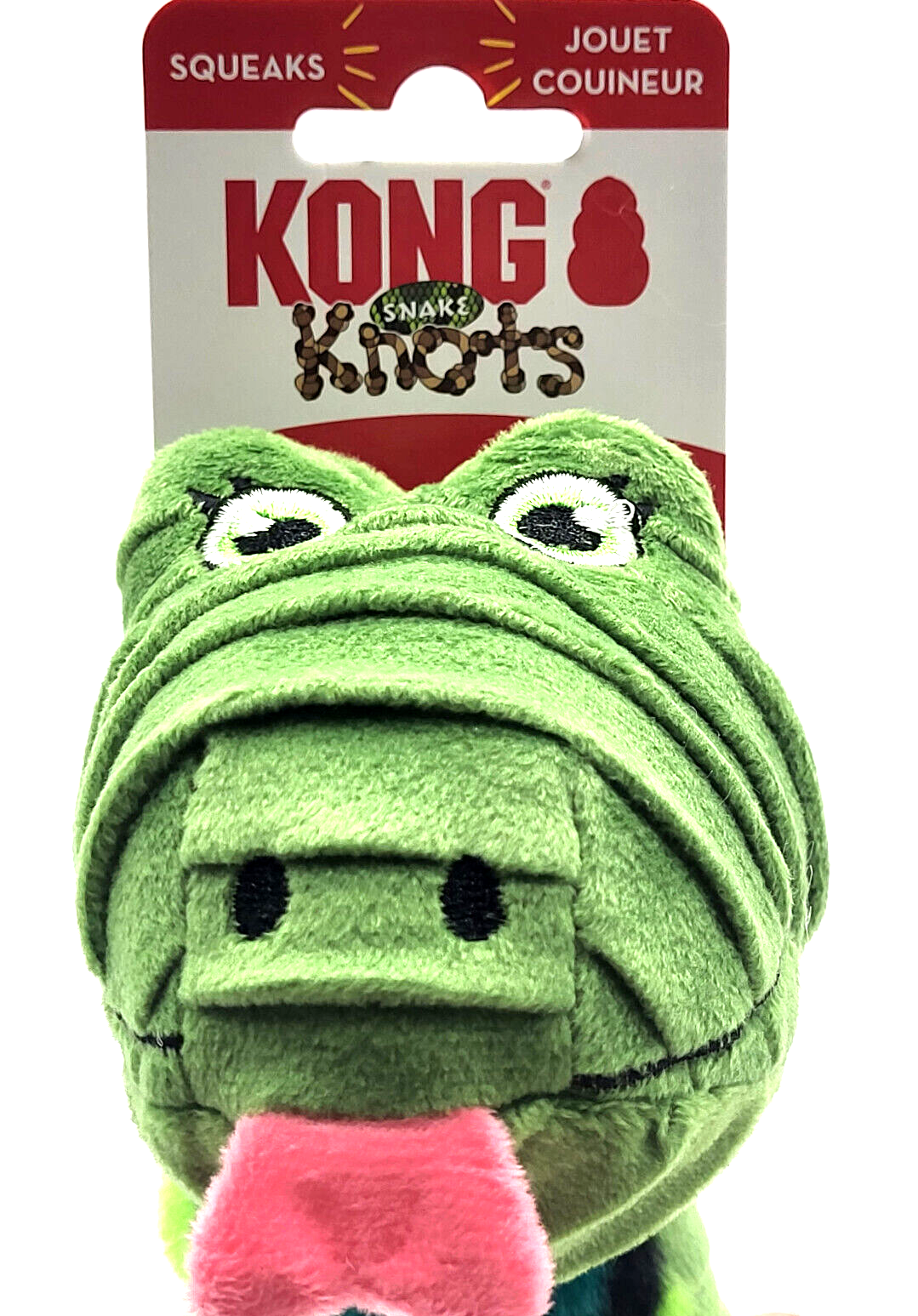 KONG Knots Snake Green Low Stuff Squeaky Dog Tug Toy 24"