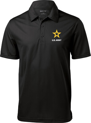 US Army Star Logo White Chest Print Textured Polo Shirt | eBay