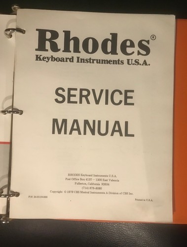 Fender Rhodes parts and service manual
