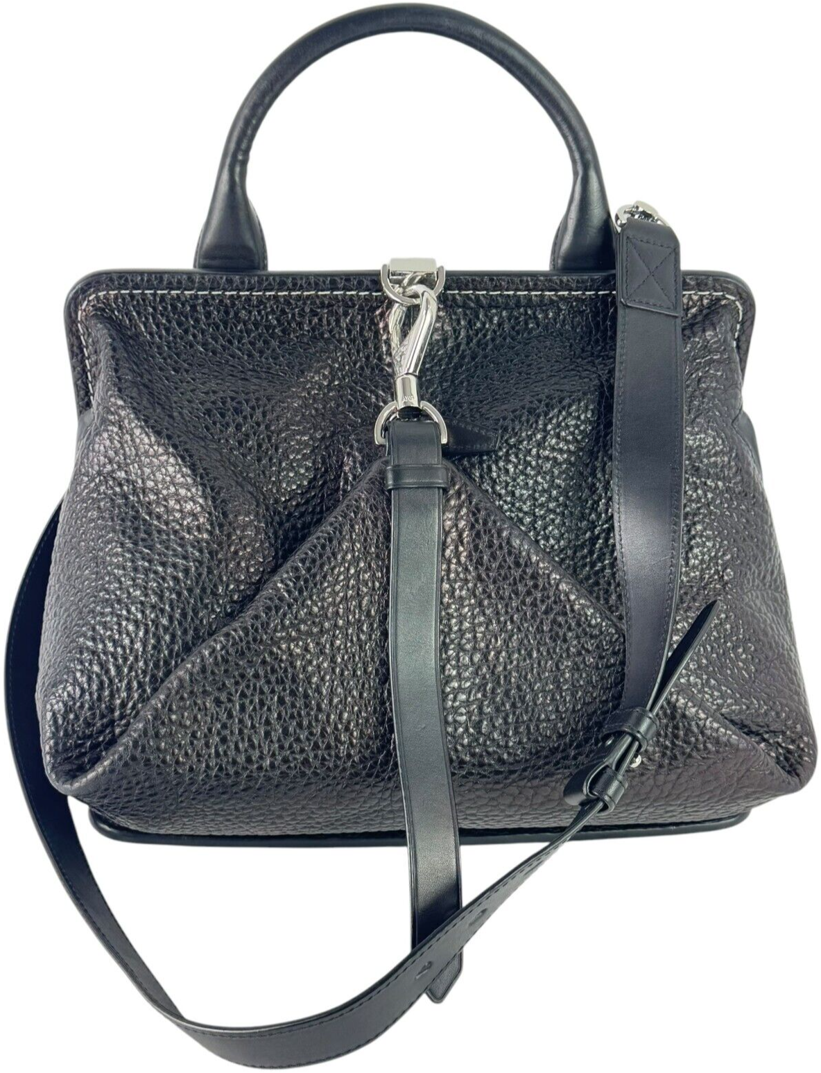 ALEXANDER WANG Pebbled Black Leather Opanca Fold Up Satchel