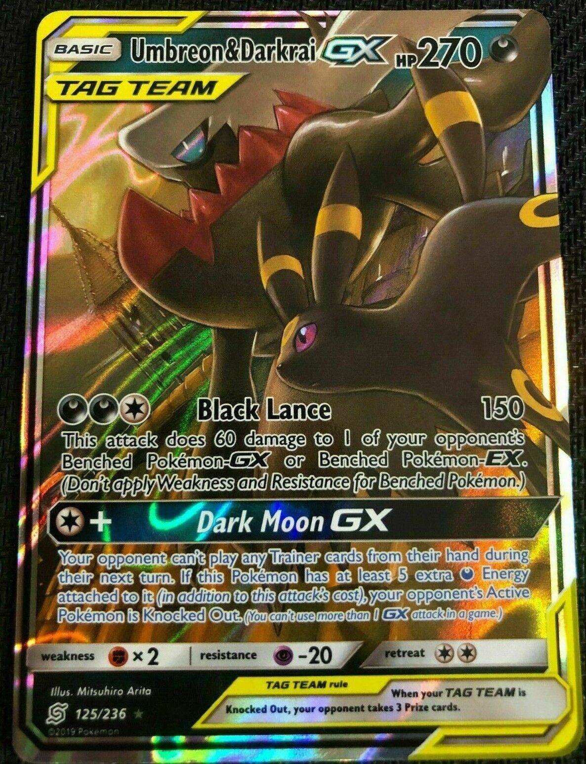 ULTRA RARE Umbreon & Darkrai GX Tag Team 125/236 Pokemon ULTRA RARE Umbreon & Darkrai GX Tag Team 125/236 Pokemon