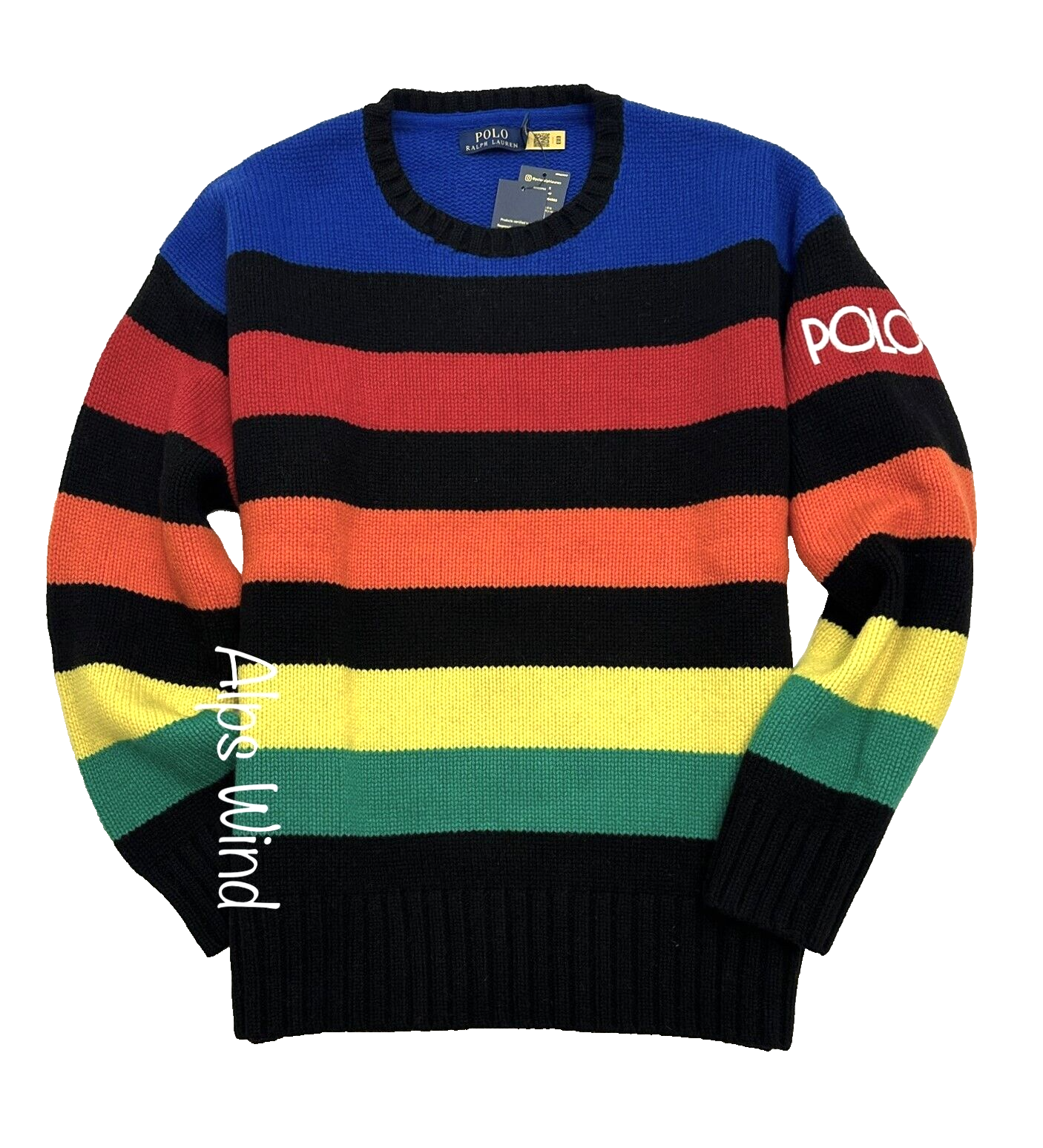 Polo Ralph Lauren Men's Logo Striped Wool Blend Long Sleeve