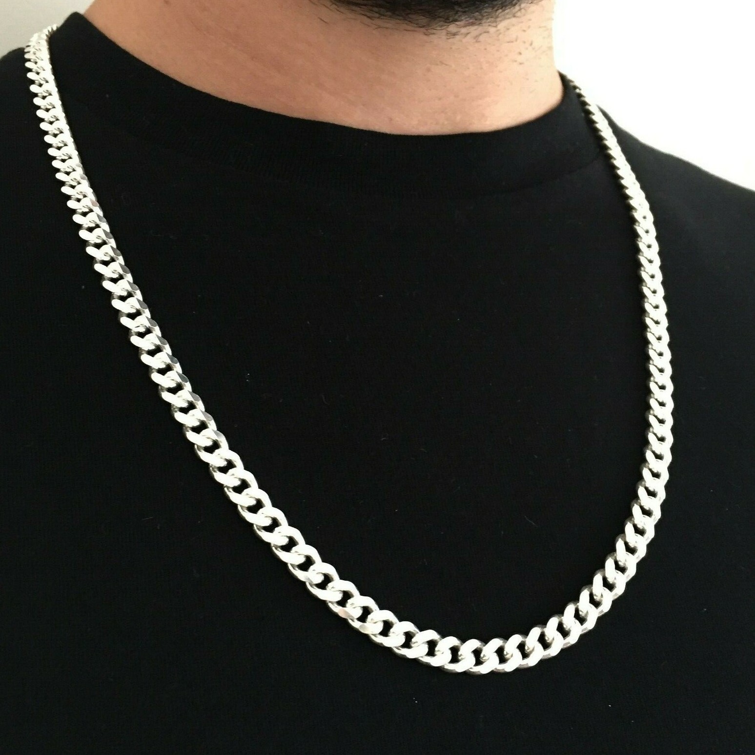 Pre-owned Handmade Mens Miami Cuban Chain Curb Link Jayz Tight 925 Sterling Silver 8mm 102gr 28inch