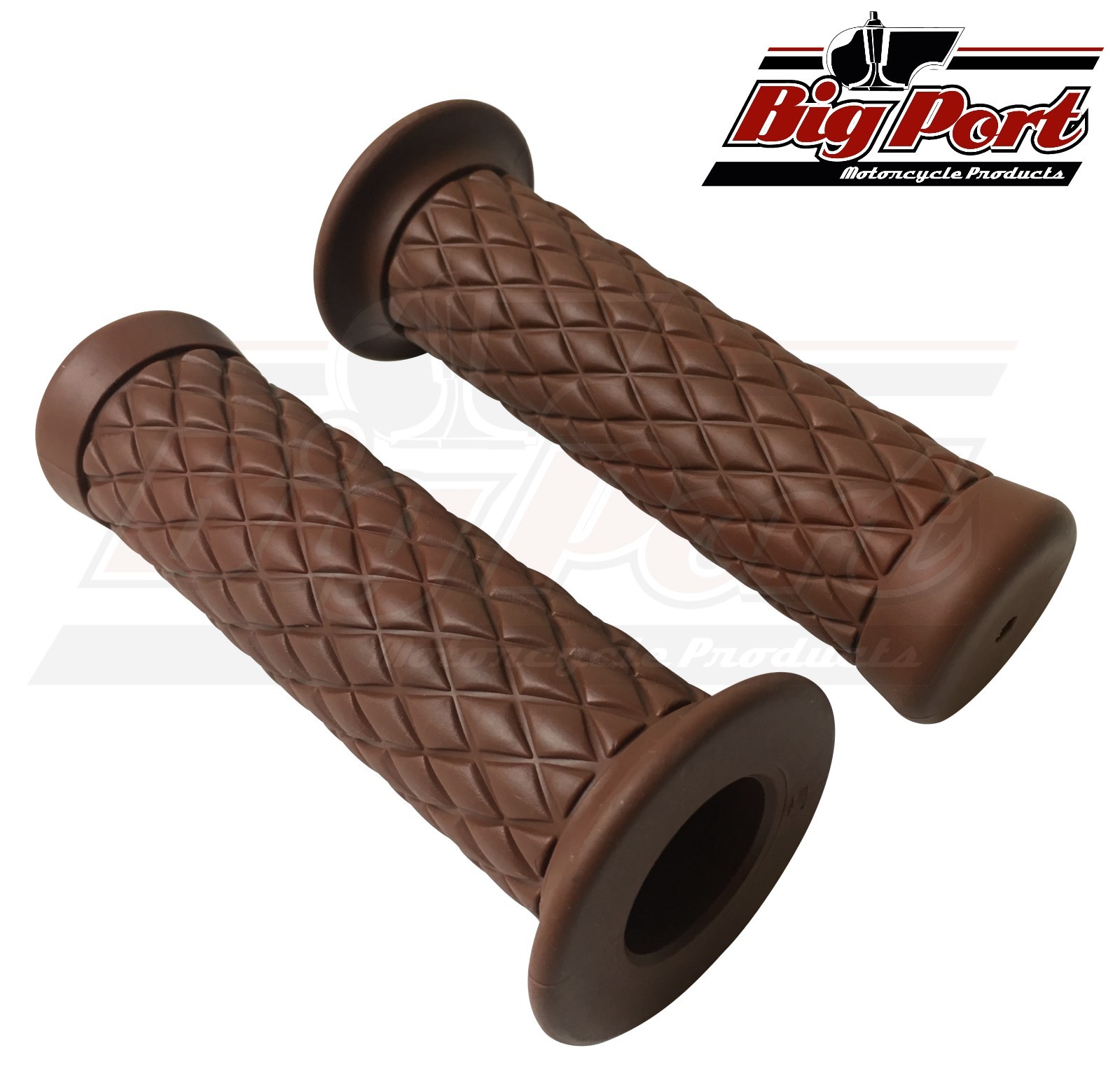 Cafe Racer Motorcycle Handlebar Grips Brown 7/8" 22mm Diamond Custom