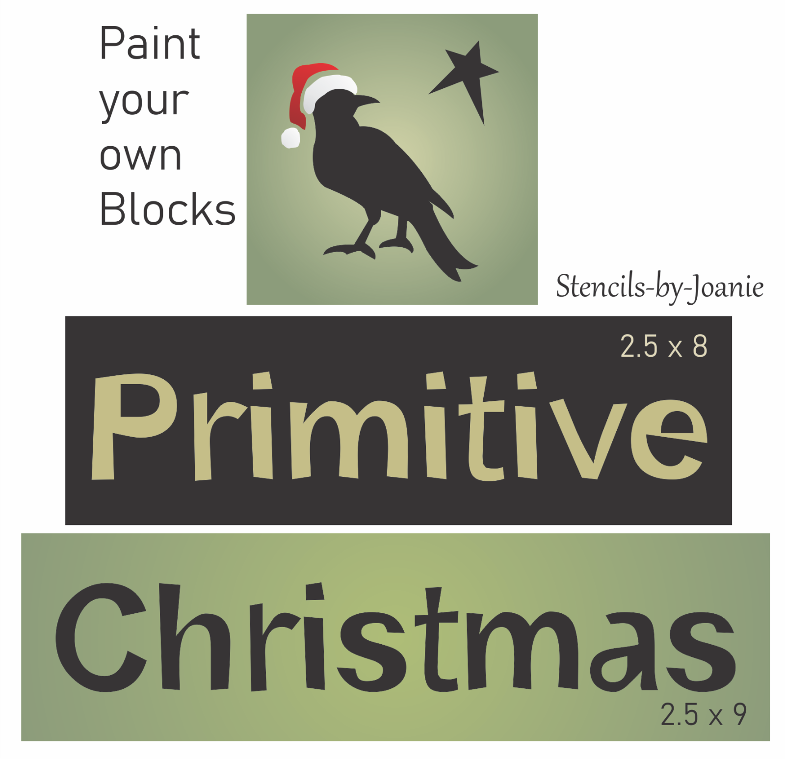 3-pc-stencil-set-primitive-crow-christmas-santa-bird-star-craft-diy-sign-sjoanie-ebay